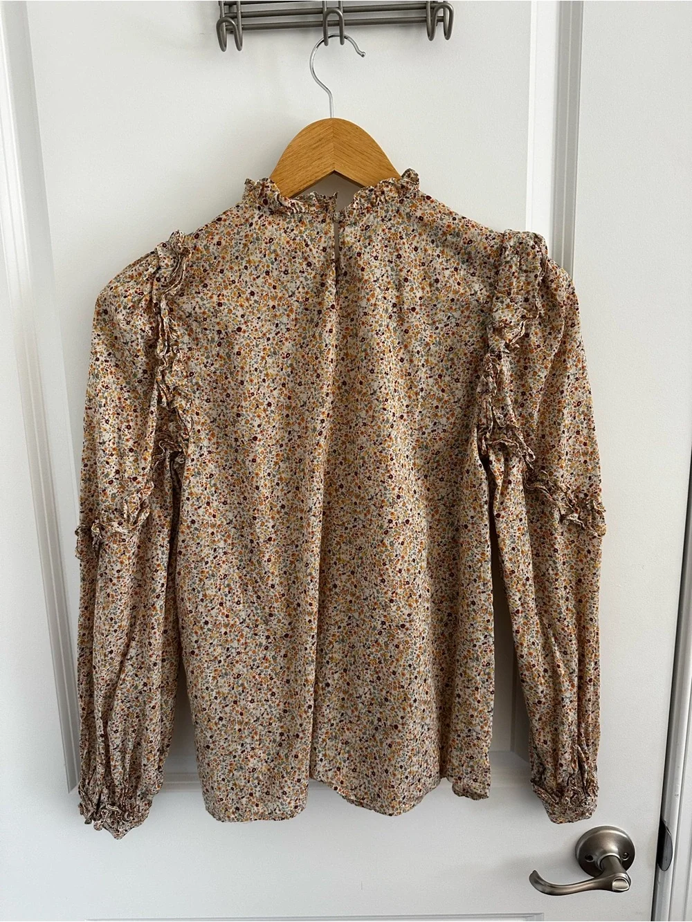 SEZANE Multicolored Floral Ruffle High-Neck Blouse - Picture 4 of 10
